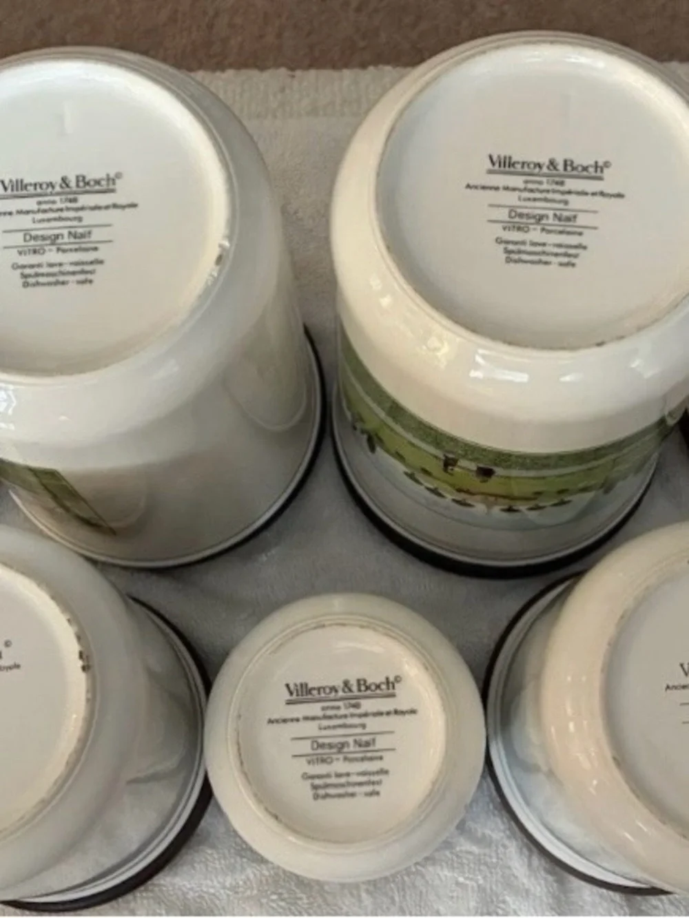 Villeroy & Boch Cream Ceramic Canister Set with Brown Lids and Pastoral Scenes